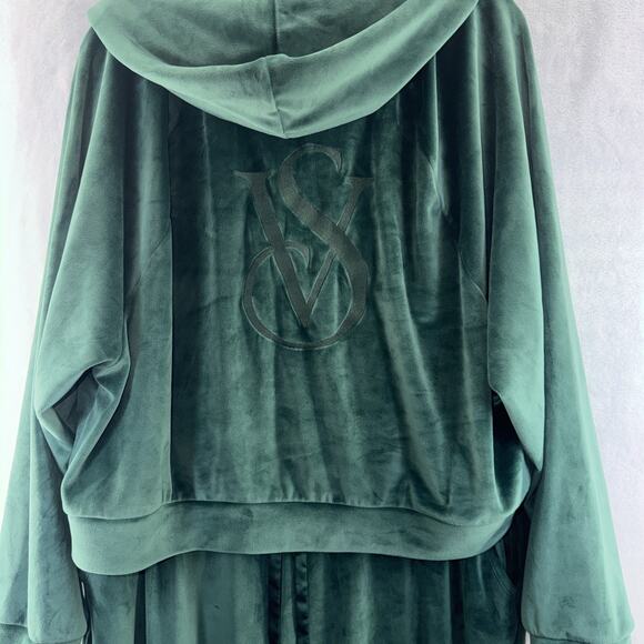 Victoria's Secret Pants - Victoria's Secret Velour Green Tracksuit Hooded Jacket And Pants Set Women XL